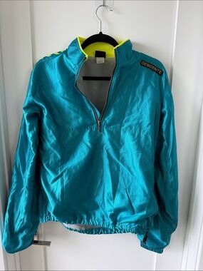 Vintage Descente Teal Anorak Windbreaker Neon Trim Gorpcore